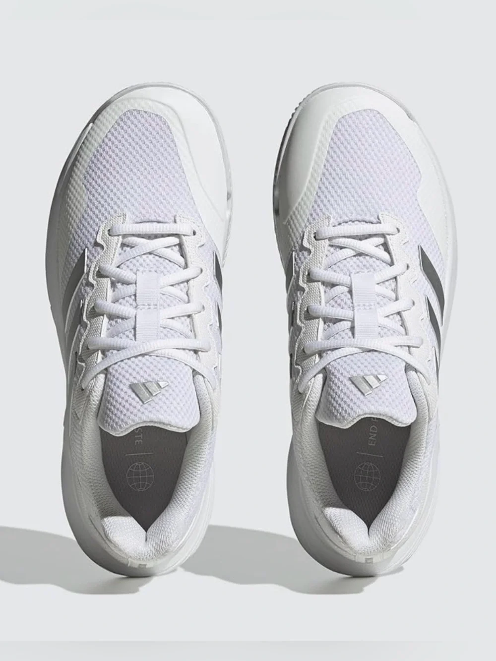 Adidas GameCourt Women’s Tennis Shoes – Size 9 – White/Silver – Original Box Inc